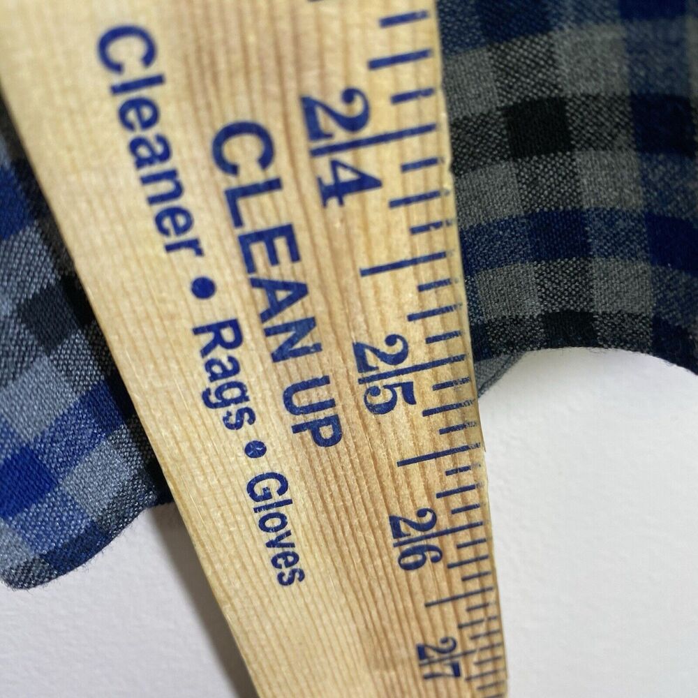 Mizzen Main Shirt Mens XL Trim Gray Blue Check Button Flannel No Tuck Quick Dry - Picture 9 of 9